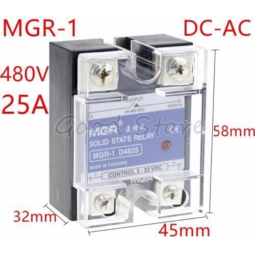 1PCS SSR 25A MGR-1 D4840 Load voltage 24-480V DC Control AC Single Phase Solid State Relay