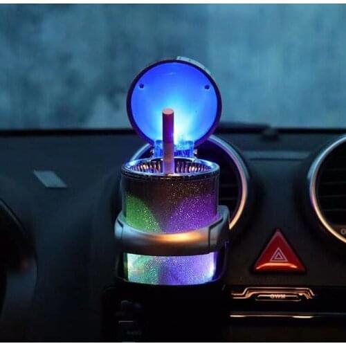 Fashion Car Ashtray with LED Light Cigarette Cigar Ashtray Container Ashtray Gas Bottle Smoke Cup Holder Storage Cup Home Office