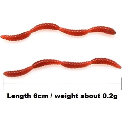 50pcs/lot The four section earthworm simulation Soft Lure Fishing 6cm/0.2g red Worms Artificial Fishy smell Lifelike baits