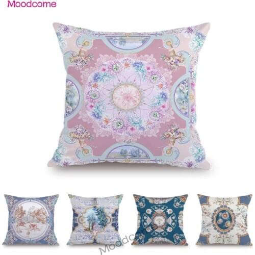Pink Princess Flower Royal Court Luxury Design Soft Velvet Floral Elegant Decoration Pillow Case Europe Noble Art Cushion Cover