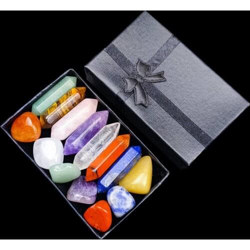 Seven Chakra Healing Stone Beads For DIY Necklace jewel Hand Making Accessories Hexagonal Prisms Natural Crystal Treatment Bead