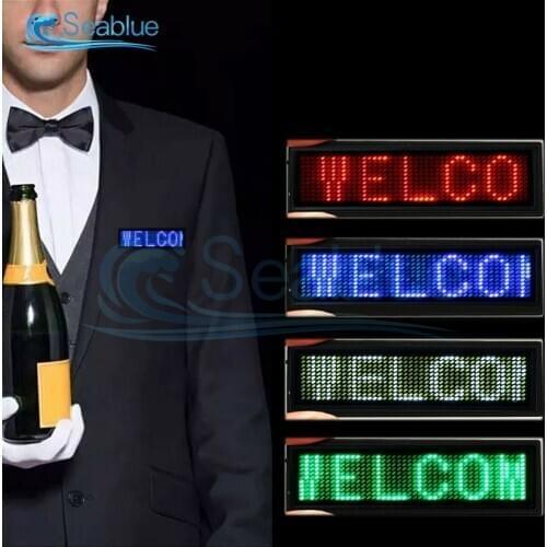 Mini LED Digital Display Rechargeable Programmable Name Badge 15 Display Languages Durable Scrolling Led Tag Sign Badge Module