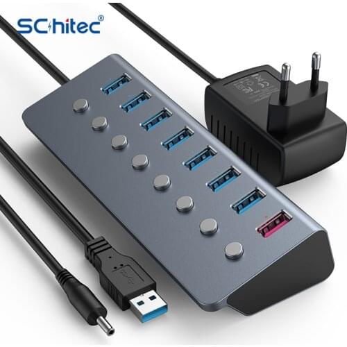 Schitec USB Hub 3.0 Multi USB Splitter 8 USB Port 3.0 2.0 with Micro Charge Power for Lenovo Xiaomi Macbook Pro PC Hub USB 3 0