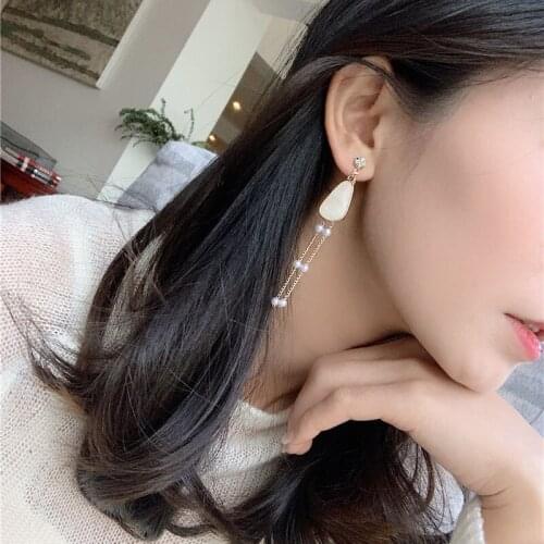 GorGor Dangle Earrings Women Fashion Statement Tree Branch Pearl Tassel Asymmetry Exquisite Creative Party Jewelry EZ-1019