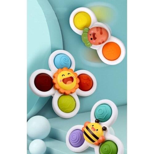 Cartoon Animal Rotating Suction Cups Suction Cup Spinning Toys Baby Bath Spinner Toy with Rotating Suction Cup for Bath