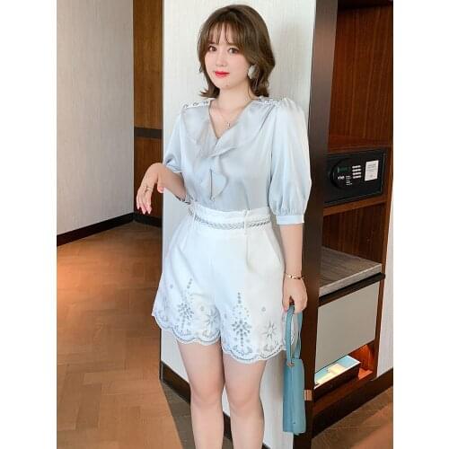 High quality Silver thread embroidery lace wave A - Line new shorts in summer
