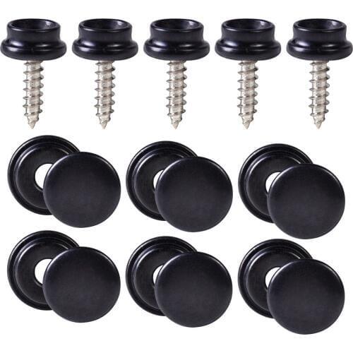 25 Sets Black 15mm Stainless Snap Cap Button Screw Studs Fasteners fit for Canvas Tent Canopy Fastener Sockets Boat Marine Cover