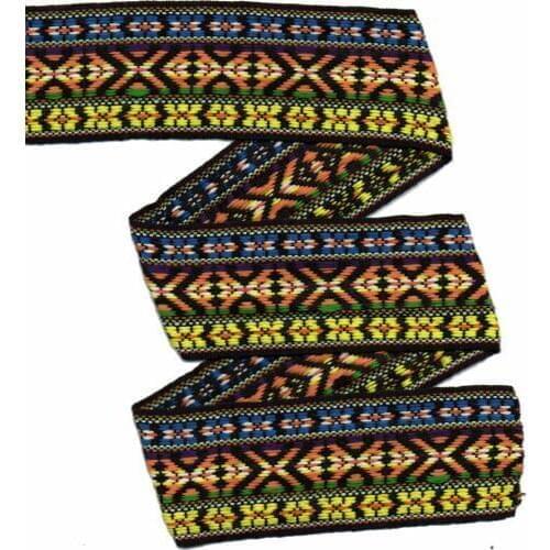 ZERZEEMOOY 1-3/4" 44MM 5yard/lots Single Face colour Geometric pattern Woven Jacquard Ribbon QDZD170616