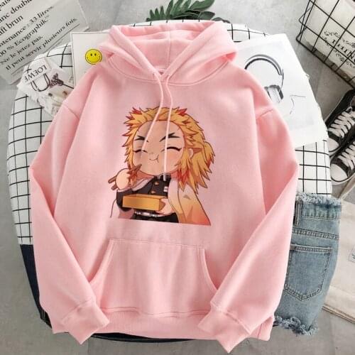 Japan Anime Sweatshirt Hoodies Women Harajuku Streetwear Sweatshirt Demon Slayer Pullover Top Hip-hop Streetwear Women Y2k