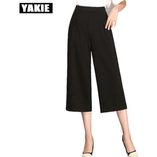 High waist Wide leg pants capris women plus size chiffon trousers female white black 2017 summer new pantalon femme mujer XXXL
