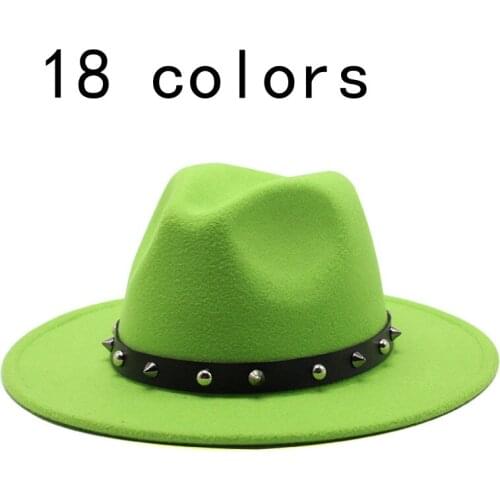 Womens hats mens and womens wool hats British jazz hats Europe and America flat brim four seasons Panama woolen hats