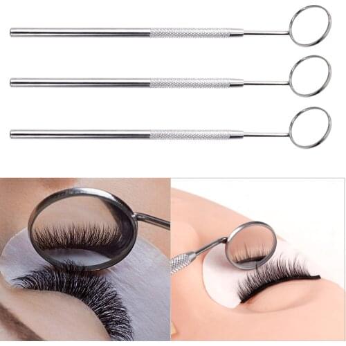 1/2Pcs Eyelash Extension Magnifying Mirror Checking Grafting Eyelashes Handle Oral Teeth Care Stainless Steel Eyelash Makeup Too