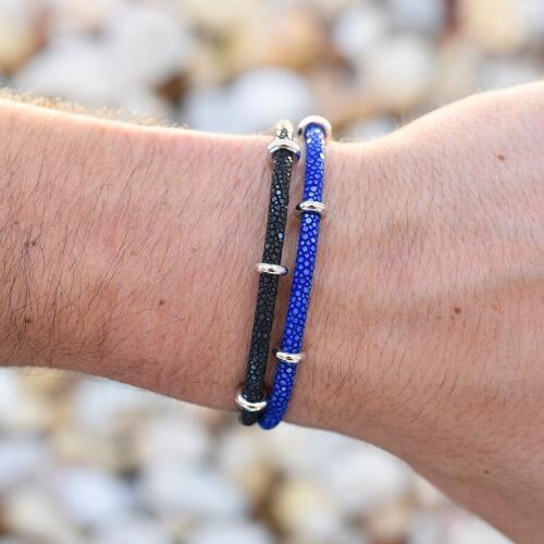 10pcs)Exclusive Design Genuine Leather Strap Stainless Bracelet Luxury Thailand Leather Stingray Bracelet For Men Watch SW-0076