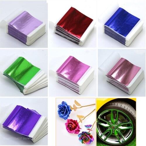 100pcs Imitation Gold Silver Foil Paper Leaf Sheet Gilding DIY Art Craft Candle Making Party Wedding Lines Cake Decor Not Edible