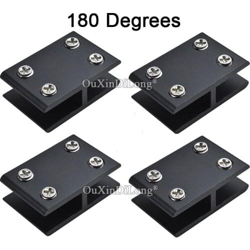 100PCS Aluminum Alloy 180 Degrees Black Glass Clamp 10-12mm Glass Board Double Sides Glass Clamps Shelves Support Bracket GF545