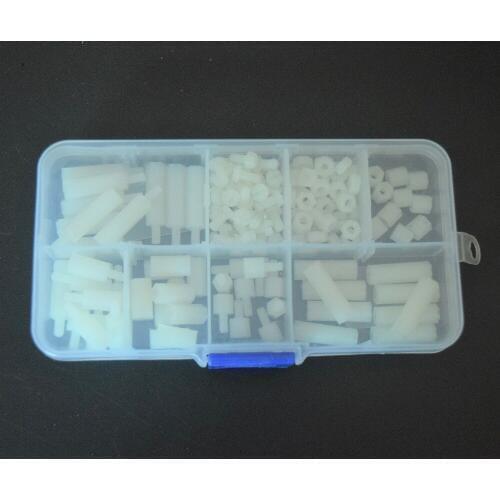 200Pcs/set M2.5 Nylon Cross Screws Hex Standoffs Nuts Assortment Set Fastener Hardware With Box