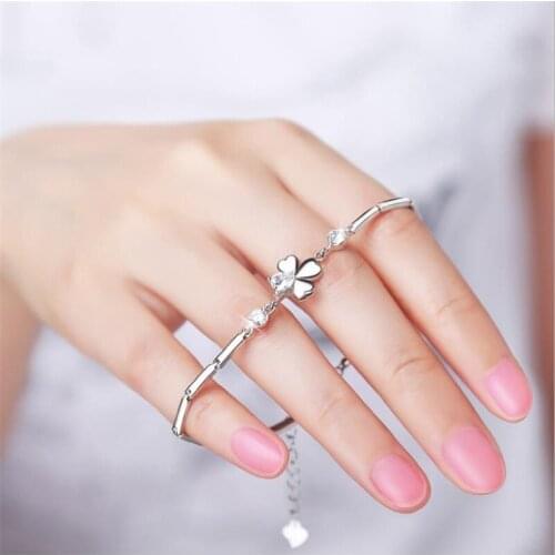 2020 New Fashion Girls 925 Silver Bracelet Jewelry Women Clover Bracelet Lady CZ Shiny Accessories Female Bracelets Christmas