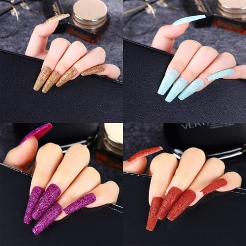 24Pcs Glitter Detachable Coffin False Nail Women Fashion Wearable Ballerina Fake Nail Full Cover Acrylic Nail Tip DIY Manicure