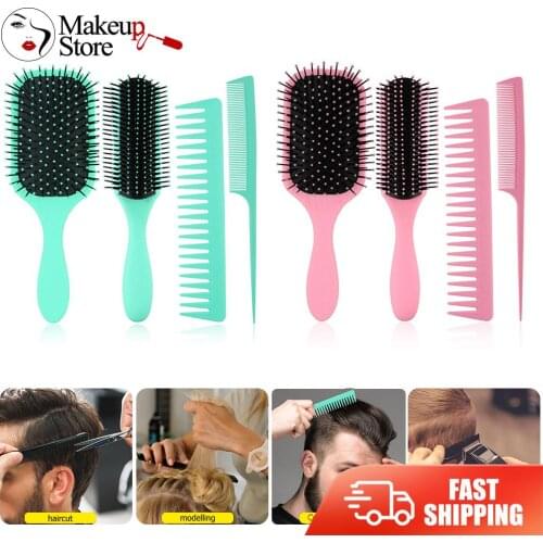 4pcs/Set Portable Barber Hairdressing Straight Curly Hair Combs Plastic ABS Salon Hair Care Styling Tools