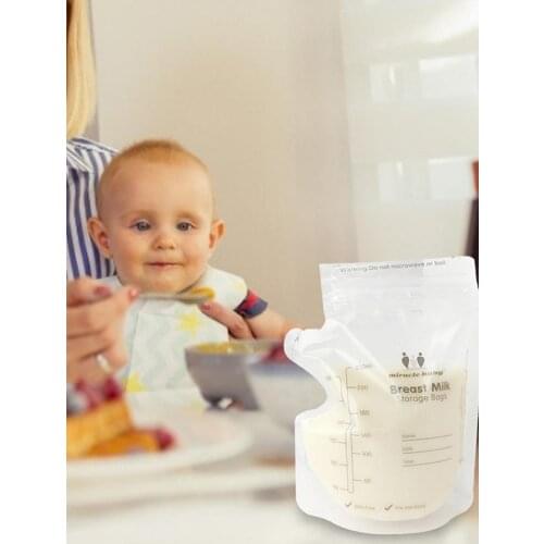 Baby Food Storage Breast Milk Storage Bag Milk Storage Bag 250ml Milk Bag 60 Pieces Double-Sealing Chain Container Storage Safer