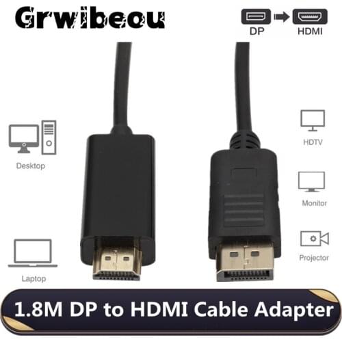 1.8M/6ft Displayport HDMI Adapter 1080P Display Port Converter For PC Laptop Projector DP to HDMI Cable Displayport HDMI Cable