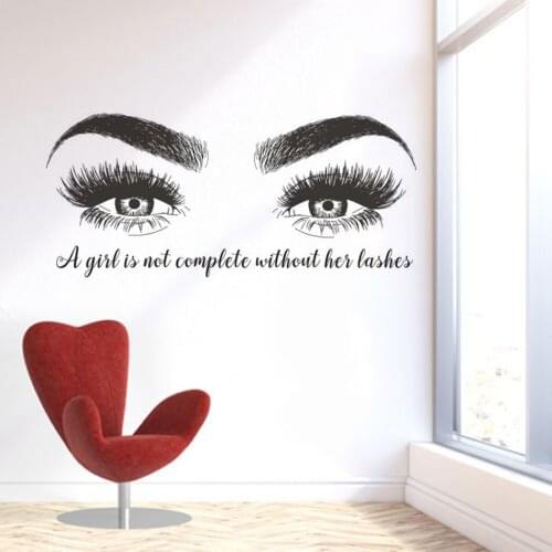 Beatuy Salon Quotes Vinyl Wall Sticker Eyelashes Eyebrows Vinyl Wall Sticker Lashes Extension Winodow Art Poster Decor