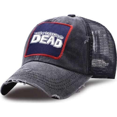 The Walking Dead Mesh Baseball Caps Unisex Summer Funny Print Snapback Hat Cotton Casual Trucker Hat Adjustable Washed Retro Cap