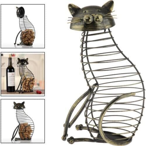 Wine Cork Holder, Decorative Wine Cork Holder Wine Barrel in The Shape of a Elegant Metal Cat