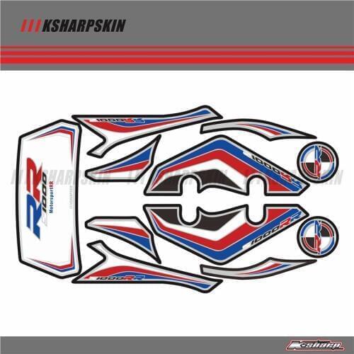 For S1000RR Motorcycle Decals Front Rear Fairing Motor Number Board 3D Gel Protector Tank Knee Section Paint pad 2012-2014
