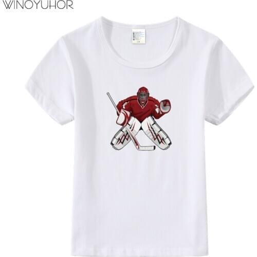 Ice Hockey Goalie Print T-shirt Baby Boys Summer Short Sleeve Tees Cotton Cool Kids Girls T Shirts Sport Clothing 2020 New