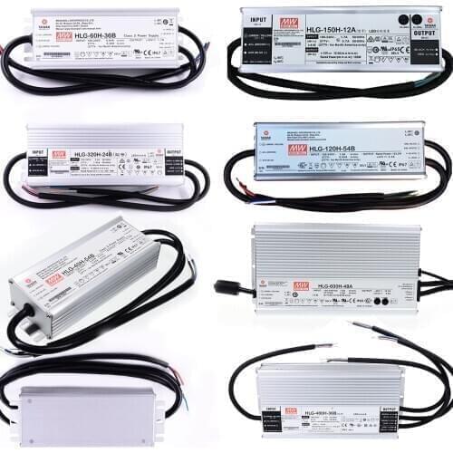 HLG-150/185/240/320/480/600H acdc 12/15/20/24/30/36/42/48/54V Meanwell led driver waterproof ip67 ip65 for Square/LED