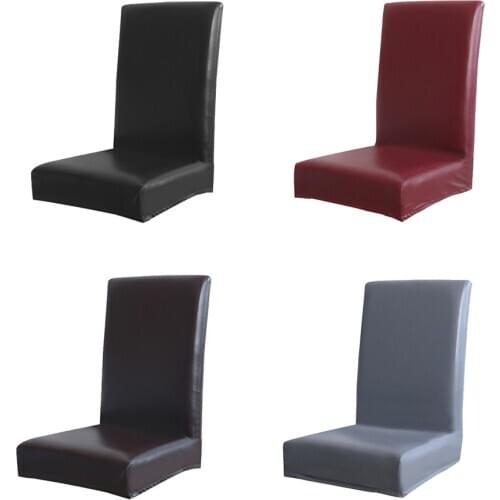 PU Leather Stretch Dining Chair Covers Slipcover Replacement Kitchen Hotel