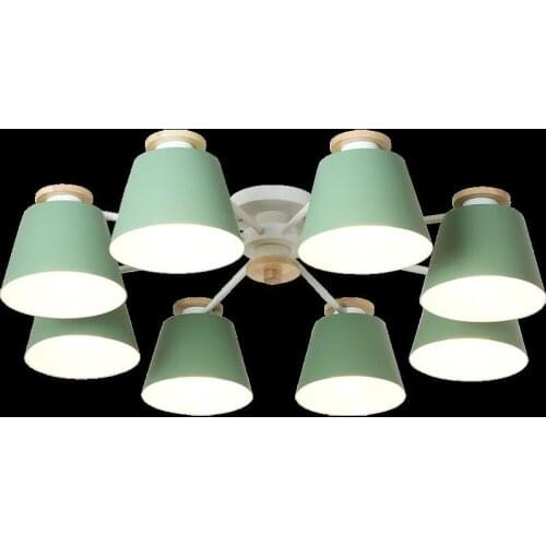 Colorful Chandelier Lighting For Living Room LED Lustre Wooden Hanging Light Modern Chandeliers Bedroom Kitchen Lights