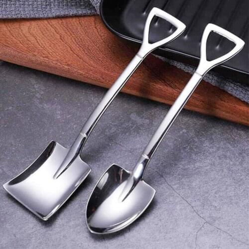 Creative retro shovel coffee spoon stainless steel dessert spoon watermelon spoon ice cream spoon tip shovel