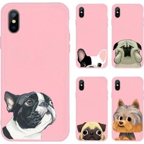 Pug Dog cute French Bulldog shell funda cover Phone Case Candy Color for iPhone 6 7 8 11 12 s mini pro X XS XR MAX Plus