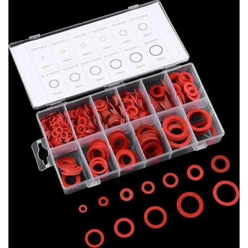 600pcs Red Steel Paper Fiber Flat Washer Kit Flat Ring Seal Assortment Kit Insulation Washer Gasket Nut & Bolt Set