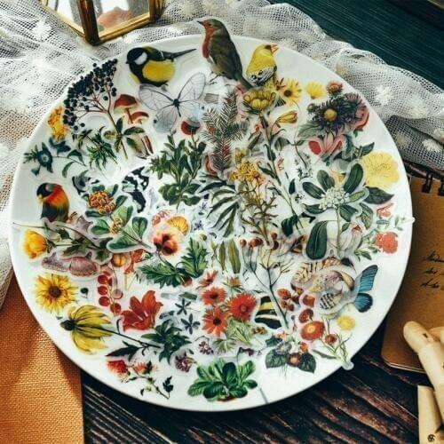 KSCRAFT Retro Flower and Birds Vellum Paper Stickers for Scrapbooking Planner Junk Bullet Journal Project Craft Supplies