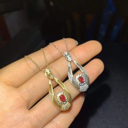 New elegant red ruby pendant for necklace silver jewelry ornament gift good color natural genuine gem girl birthday gift 3x3mm