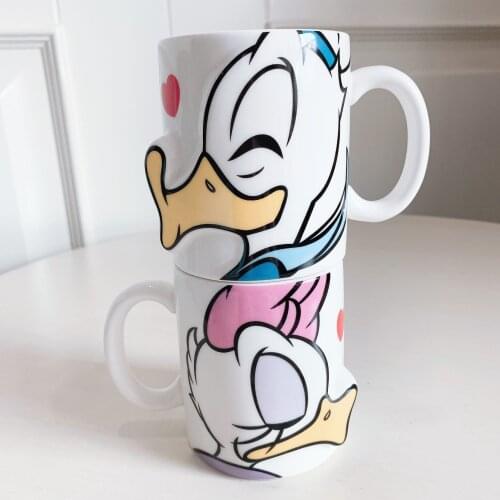 Disney Donald Duck Couple Mug Two Packs Donald Duck Daisy Ceramic Three-dimensional 3D Couple Pair Cup Anti-scalding Milk Cup