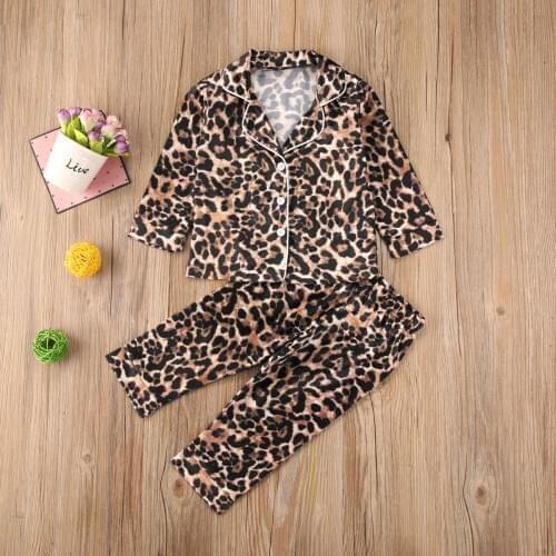 Summer 0-6Years Fashion Leopard Boys Girls Pajama Sets Short Sleeve/Long Sleeve Tops+Shorts/Pants Summer Nightwear 2pcs Set
