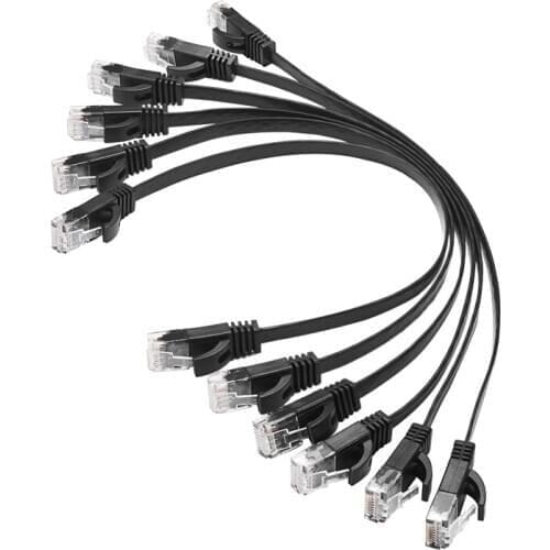 6 Pcs 1 Ft Flat Internet Network Cable Solid Cat6 High Speed Patch Lan Wire With Snagless Rj45 Connectors