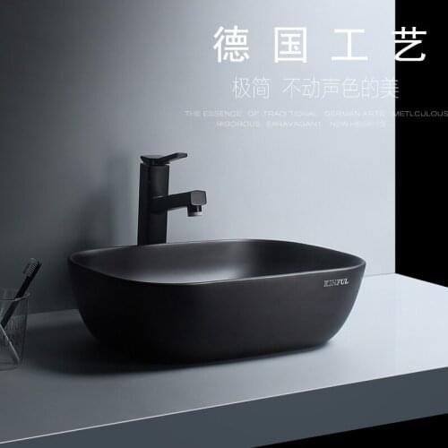 Bathroom Sink Modern Simple Matte Black Ceramic Tabletop Basin Household Office Tabletop Single Wash Basin Bathroom Sinks