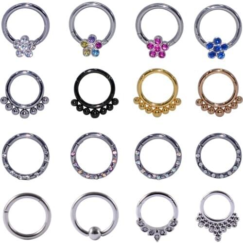 1PC Surgical Steel Dotted Cluster Septum Clicker Hoop Ring Gem Flower Nose Ring Labret Ear Tragus Cartilage Daith Helix Earring