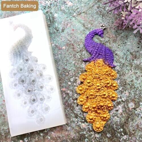 Animal Peahen Chocolate Moulds Fondant Cake Decorating Tools Silicone Mold Kitchen Baking Utensils DIY Clay Resin Art Form