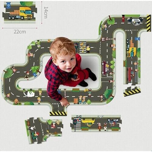 Highway Railway City Road Theme Puzzle Toys For Children Transportation Knowledge Puzzles Toy Baby Funny Learning Toys For Kids
