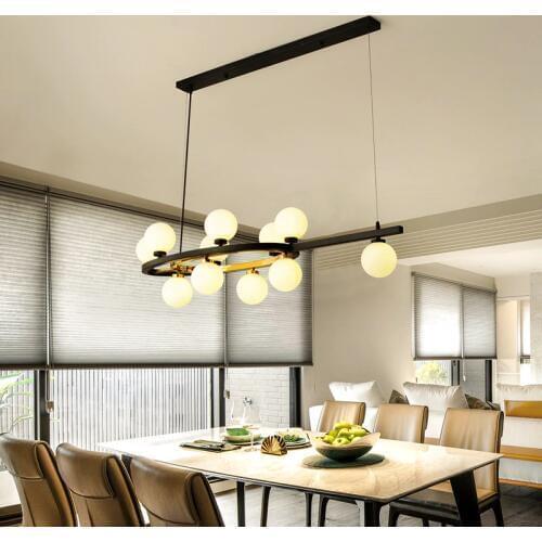 Nordic chandelier living room attic glass creative post-modern light luxury black lighting restaurant hanging lamp 90-265v