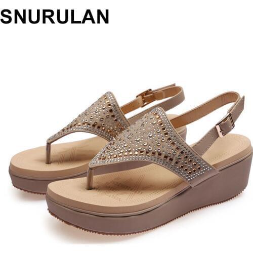 SNURULAN womens sandals; 2019 collection summer season; fashion sandals with rhinestones; womens sandals made of soft leather