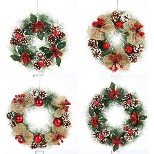 Pine Needles Artificial Plants Christmas Decorative Flower Wreath Diy Gifts Farmhouse Wedding Home Decore Front Door Decorations