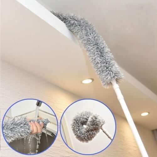 High-quality Soft Microfiber Telescopic Duster Washable Long Handle Bending Electrostatic Natural Dust Feather Cleaning Tools