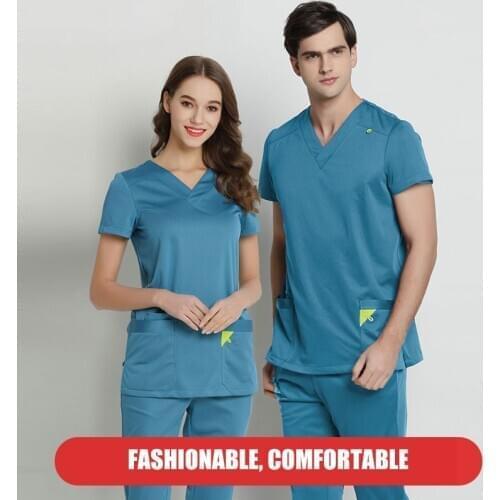 Women men medical uniform short/long sleeve Scrub set split brush uniform suit overalls work scrubs set медицинский костюм